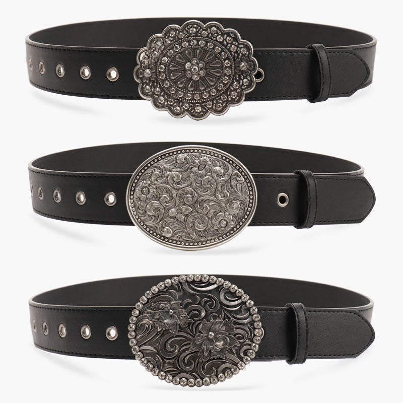 Retro Gem Black Belt for Women - All-match Style