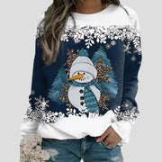 Cozy Christmas Snowman Long Sleeve Hoodie for Women