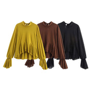 Chic Western Style Long-Sleeve Vertical Top for Women