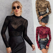 Women's Sheer Mesh Long-Sleeve Flattering Top