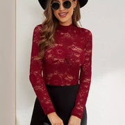 Chic Lace Long-Sleeve Slim Fit T-Shirt