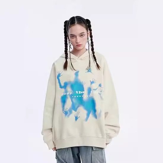 Retro Street Graffiti Hoodie - Streetwear Casual Hoody for Women