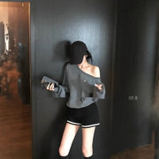 Off-the-Shoulder Loose Pullover Sweater for Women