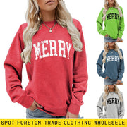 Cozy MERRY Letter Print Sweatshirt for Women