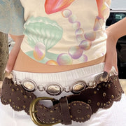 Vintage Brown Pin Buckle Belt for Women