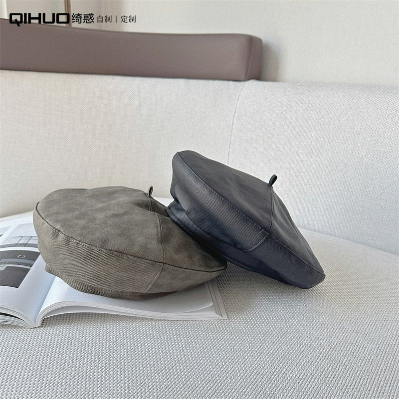 Warm PU Beret Hat for Women - Leather Finish