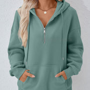 Peacock Green Hooded Sweatshirt with Zip Pocket