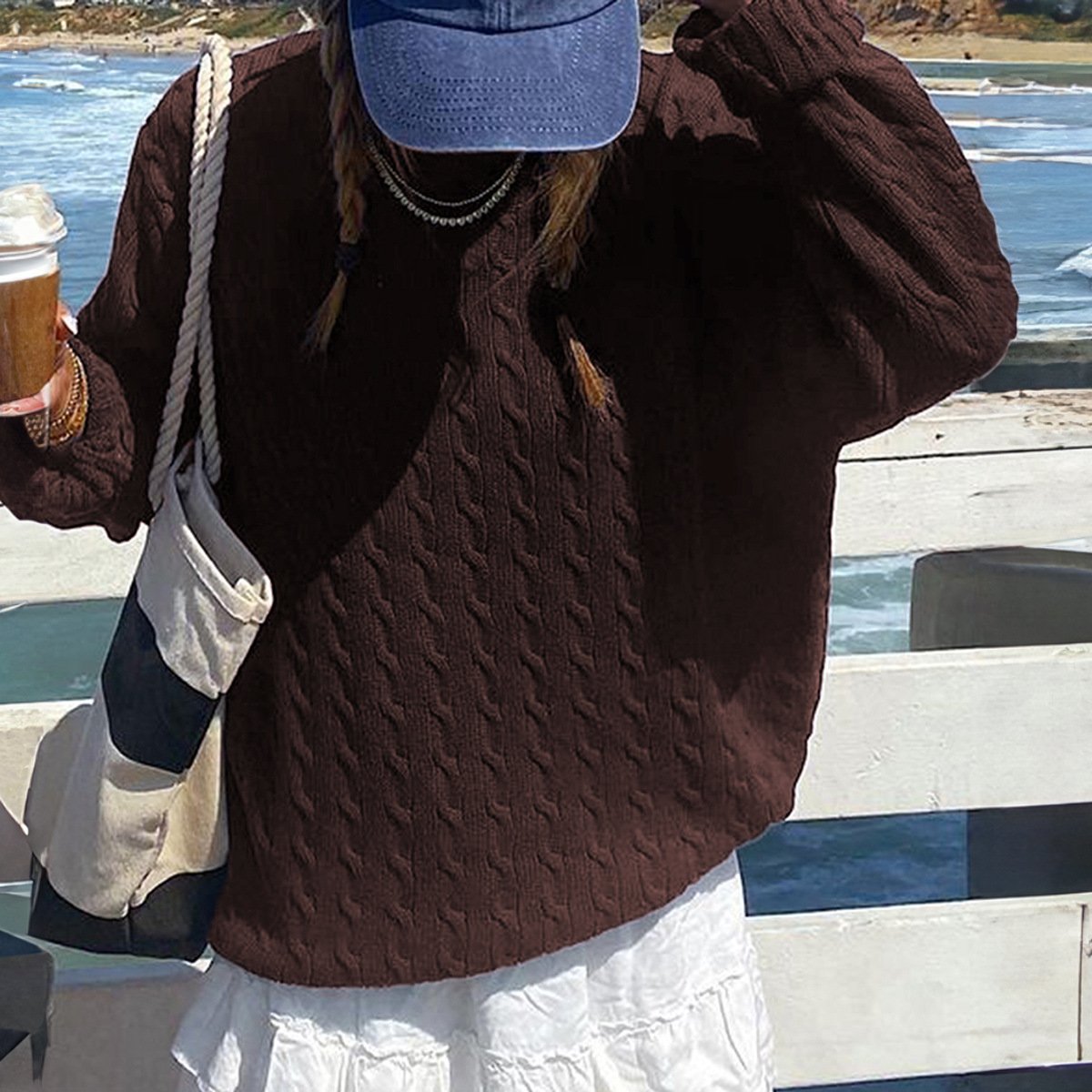 Casual Long-Sleeve Knit Sweater for Women