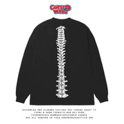 Dark Spine Print Streetwear Casual Long-Sleeve T-Shirt