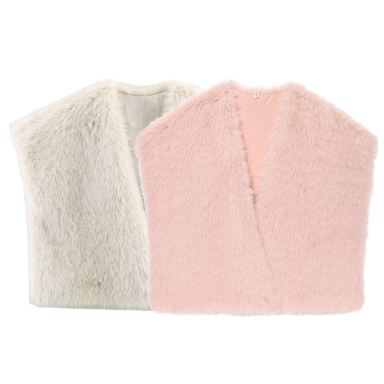 Cozy Autumn Vest for Women - Faux Fur Effect
