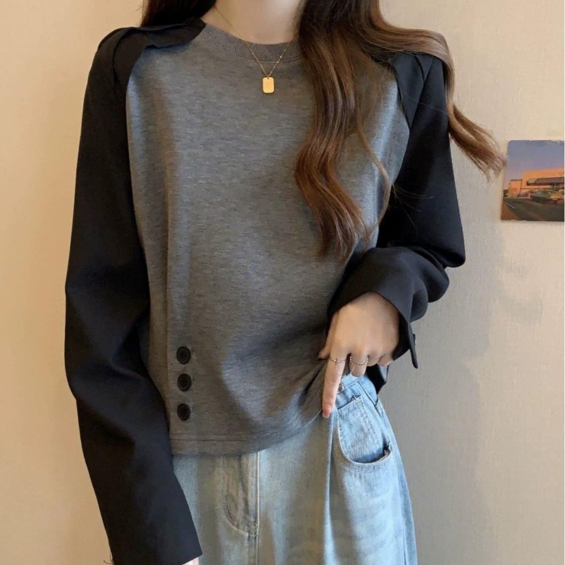 Chic Slimming Long-Sleeve Belly-Covering Fashion Tee