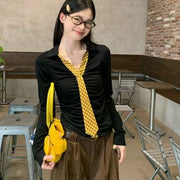 Korean Slim-Fit Long Sleeve T-Shirt for Women