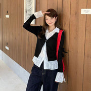 Chic Layered Fake Two-Piece Long Sleeve Shirt