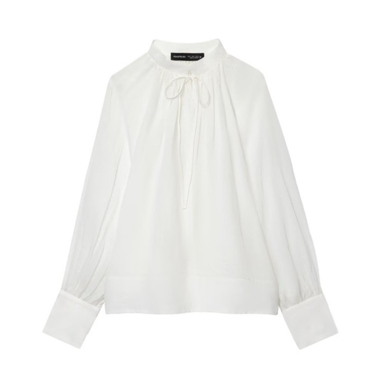 Women's Casual Striped Lantern Sleeve Stand Collar Top