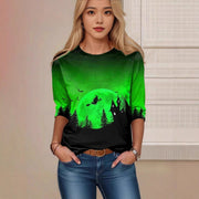 Women's Spooky 3D Print Halloween Long-Sleeve Shirt