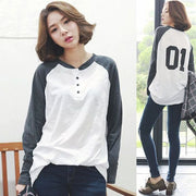 Korean Style Long Sleeve White T-Shirt