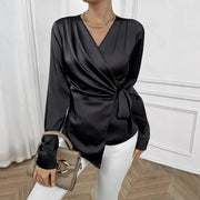 Chic Waist-Tie Long Sleeve Top for Women