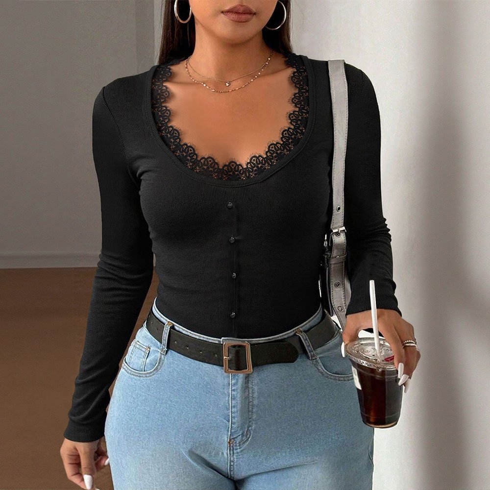 Women's Plus Size Solid Basic Slimming Long-Sleeve Shirt