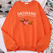 Funny Sausage Dog Snow Christmas Hoodie for Women
