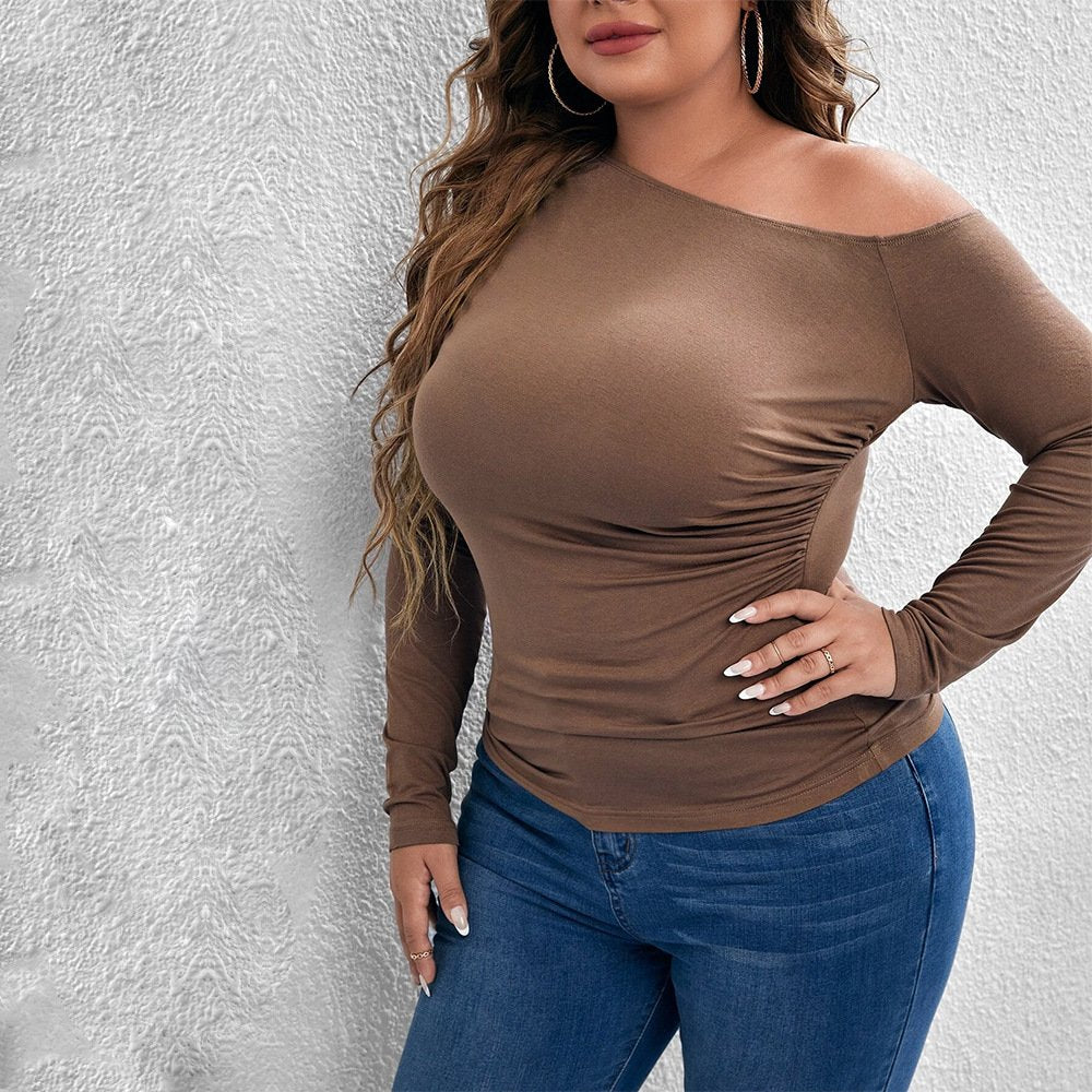 Women's Plus Off-Shoulder Slim Fit Knit Top