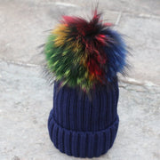 Winter Pom-pom Wool Raccoon Hat for Women