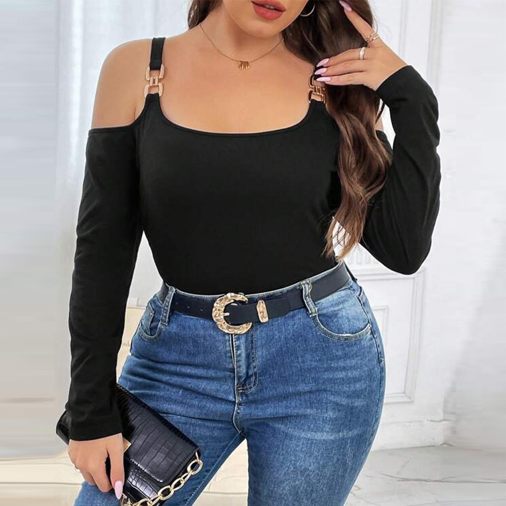Women's Off-The-Shoulder Waffle Slim Top