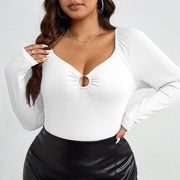 Women's Sexy Slim-Fit Ribbed Knit Long-Sleeve Top