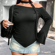Women's Off-Shoulder Long Sleeve Fitted Top