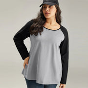 Women's Casual Colorblock Patchwork Long Sleeve Top