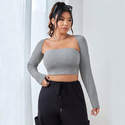 Women's Slim-Fit Long Sleeve Crop Top