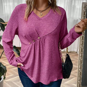 Women's Waist-Cinching Pleated Slim-Fit Long-Sleeve Top