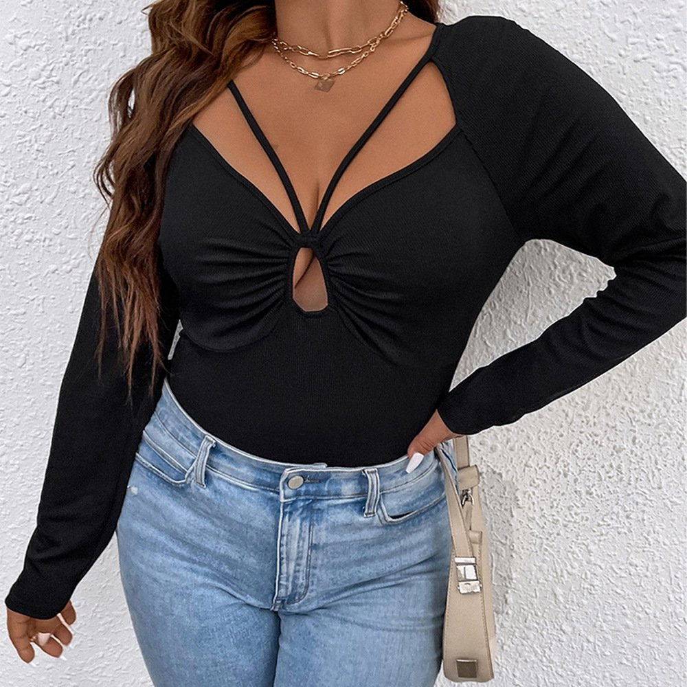 Women's Hollow-Out Knit Long Sleeve Sexy Elegant Top