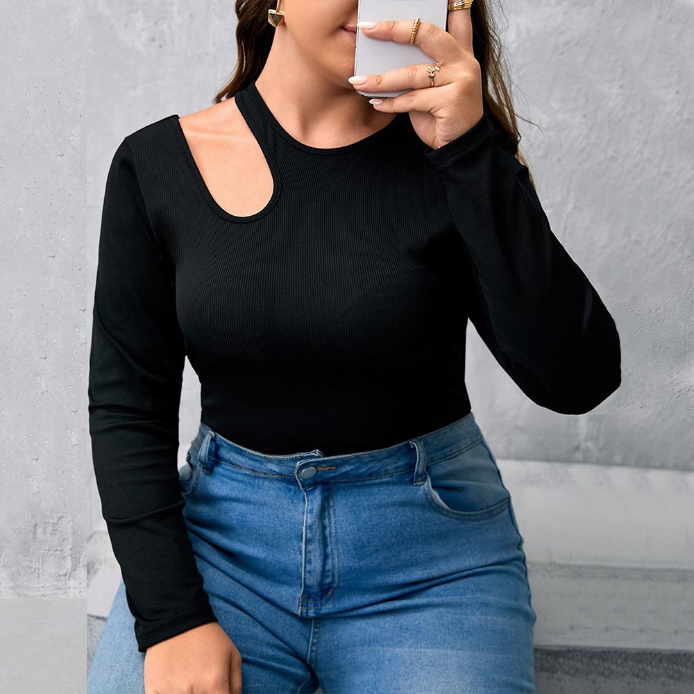 Women's Slim-Fit Hollow-Out Long Sleeve Top