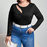 Women's Slim-Fit Hollow-Out Long-Sleeve Top