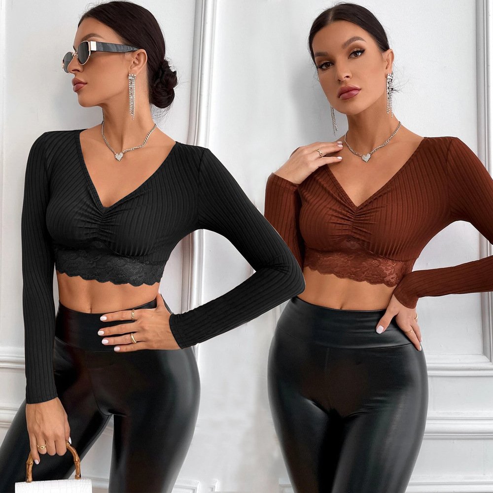 Women's Slim Fit Long Sleeve Solid Top