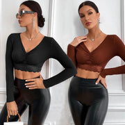 Women's Slim Fit Long Sleeve Solid Top