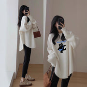 Women's Casual Anime Print Velvet Long Sleeve Base Shirt