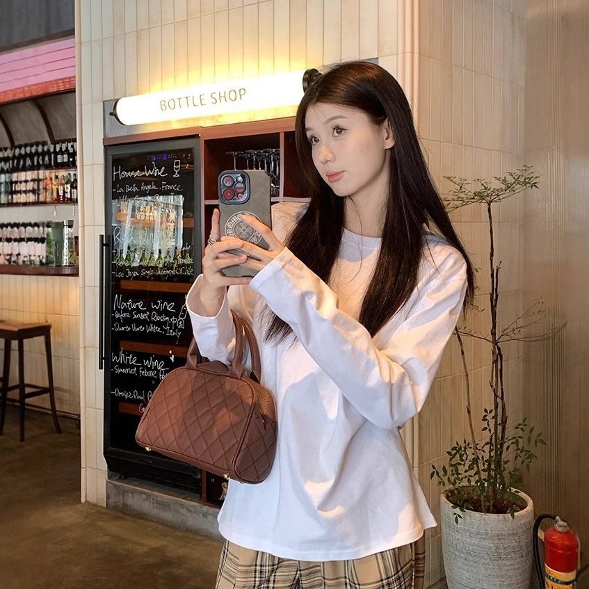 Women's Solid Loose Base Top - Comfortable Casual Long Sleeve