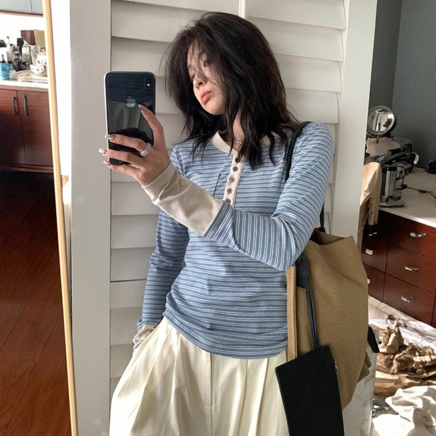Color-Block Striped Slim-Fit Button-Up Shirt