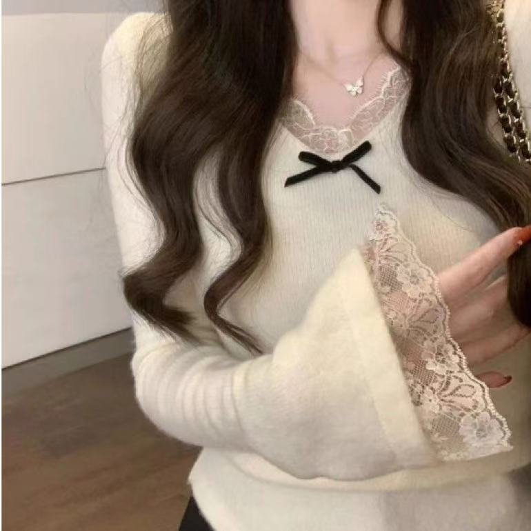 Women's Slim Fit Lace Long Sleeve Top