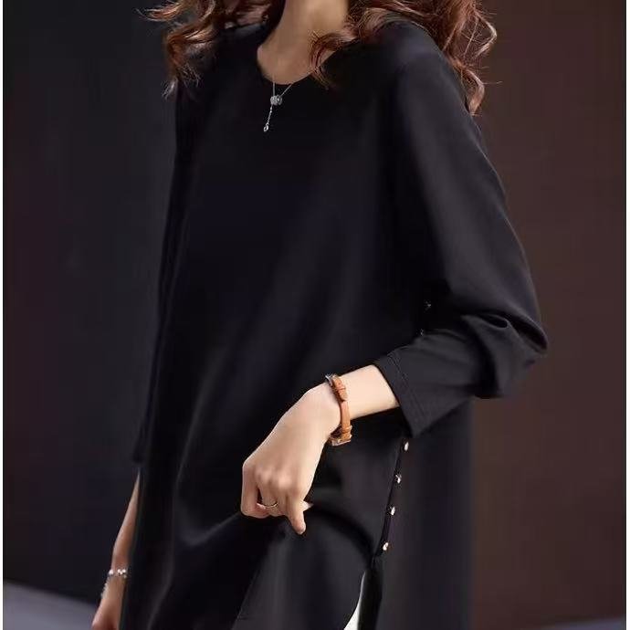 Women's Casual Round Neck Plus Size Long-Sleeve Tee