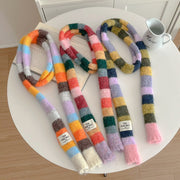 Narrow Rainbow Knitted Long Scarf for Women