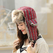 Warm Rainbow Earflap Hat for Women