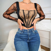 Chic Square Neck Fishbone Corset Slim Inner Top