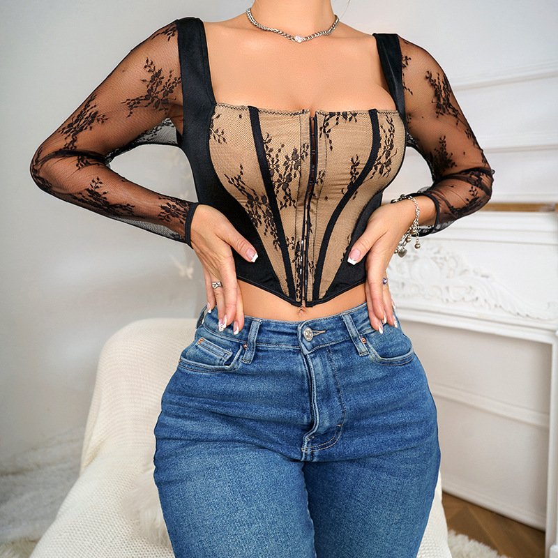 Chic Square Neck Fishbone Corset Slim Inner Top
