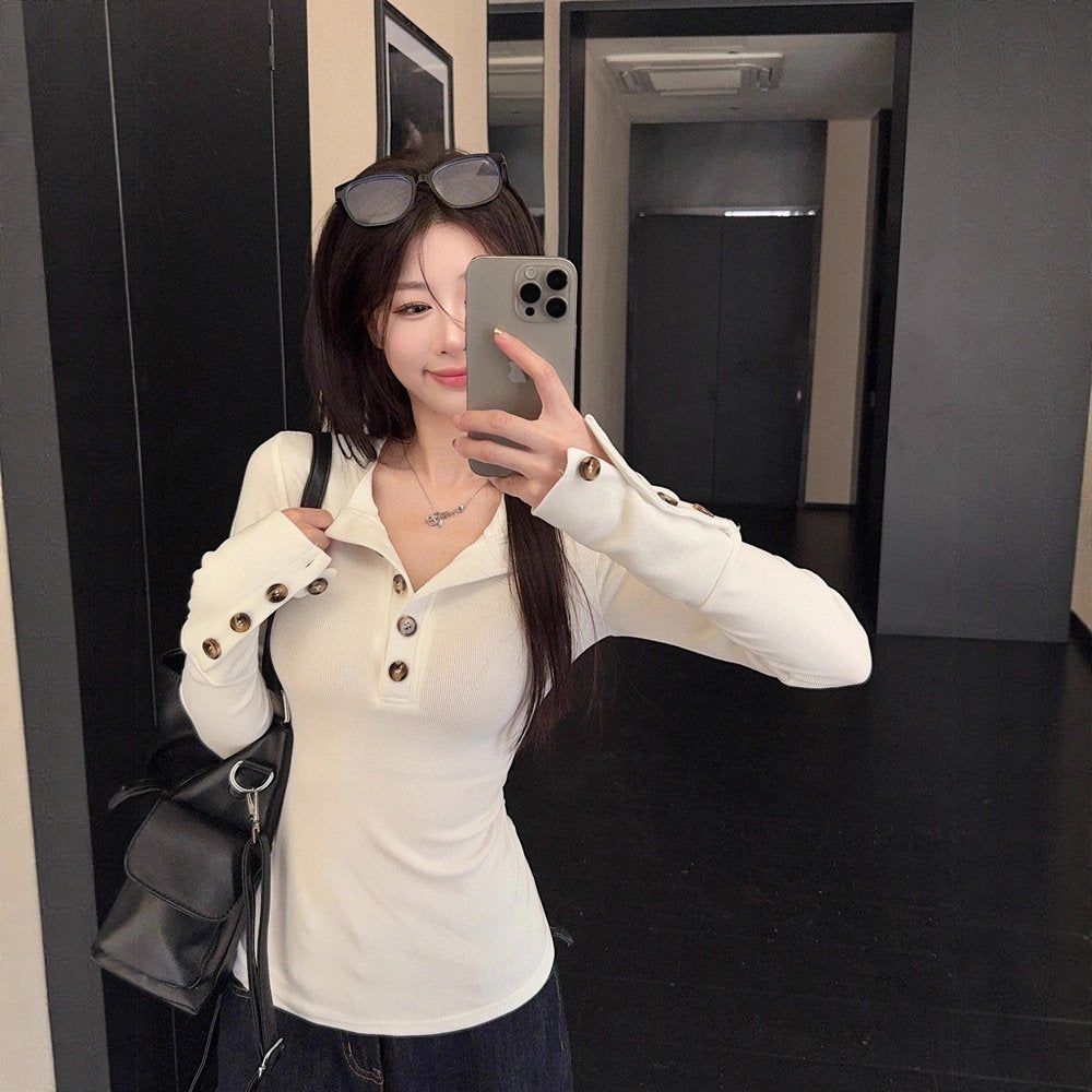 Korean-Style Slim-Fit Long Sleeve Innerwear Top