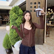 Women's Lace Waist-Cinching Slimming Long-Sleeve Top