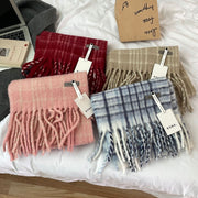 Vintage Plaid Wool Scarf for Women - Winter Warmth