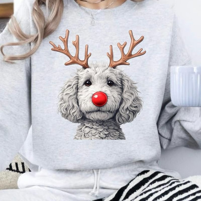 Cozy Reindeer Dog Christmas Sweatshirt for Women
