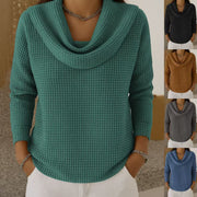 Women's Casual Waffle Knit Long Sleeve Top